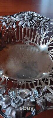 Antique Alvin Sterling Silver Repousse Bowl Art Nouveau Floral 1135 8