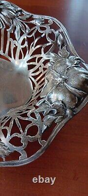 Antique Alvin Sterling Silver Repousse Bowl Art Nouveau Floral 1135 8