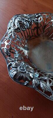 Antique Alvin Sterling Silver Repousse Bowl Art Nouveau Floral 1135 8