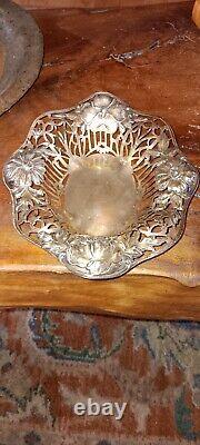 Antique Alvin Sterling Silver Repousse Bowl Art Nouveau Floral 1135 8