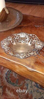 Antique Alvin Sterling Silver Repousse Bowl Art Nouveau Floral 1135 8