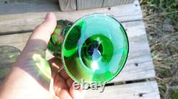 Antique Alvin Vase Art Nouveau American Green Glass Sterling Silver Overlay 6