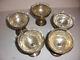 Antique Alvin Lot Of 5 Sterling Silver Sherbet Dessert Cups Etched Glass Inserts