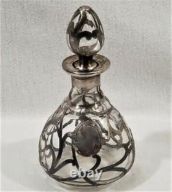 Antique Art Nouveau Alvin Fine Sterling Silver Overlay Perfume Bottle 999/1000