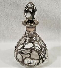 Antique Art Nouveau Alvin Fine Sterling Silver Overlay Perfume Bottle 999/1000