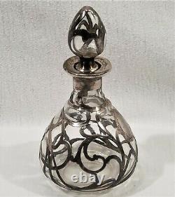 Antique Art Nouveau Alvin Fine Sterling Silver Overlay Perfume Bottle 999/1000