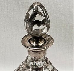 Antique Art Nouveau Alvin Fine Sterling Silver Overlay Perfume Bottle 999/1000