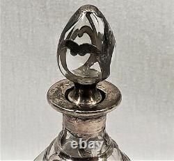 Antique Art Nouveau Alvin Fine Sterling Silver Overlay Perfume Bottle 999/1000