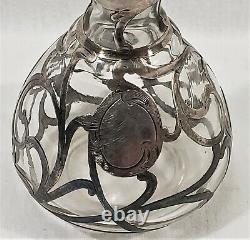 Antique Art Nouveau Alvin Fine Sterling Silver Overlay Perfume Bottle 999/1000