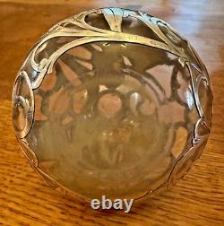 Antique Art Nouveau Alvin Sterling Silver Overlay Clear Glass Perfume Bottle