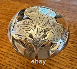 Antique Art Nouveau Alvin Sterling Silver Overlay Clear Glass Perfume Bottle