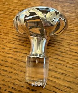 Antique Art Nouveau Alvin Sterling Silver Overlay Clear Glass Perfume Bottle