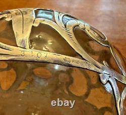 Antique Art Nouveau Alvin Sterling Silver Overlay Clear Glass Perfume Bottle
