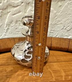 Antique Art Nouveau Alvin Sterling Silver Overlay Clear Glass Scent Bottle