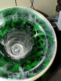 Antique Art Nouveau Alvin Sterling Silver Overlay Green Glass 14 Read