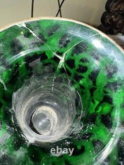 Antique Art Nouveau Alvin Sterling Silver Overlay Green Glass 14 Read