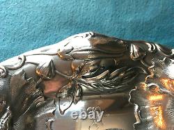 Antique Art Nouveau Floral Design Bowl Alvin Sterling Silver