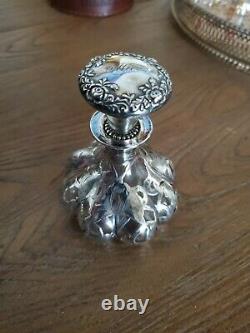 Antique Art Nouveau Perfume Bottle Lobe Glass Alvin Wilcox Sterling Silver