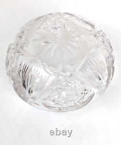 Antique Cut Crystal Dresser Jar & Hair Receiver with Alvin Sterling Silver Lids