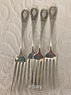 Antique Sterling ALVIN APOLLO 1900 Dinner Forks Monogram Laurel Wreath Lot of 4