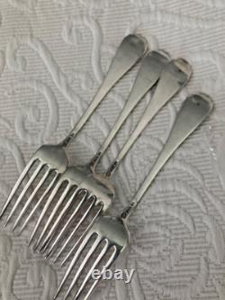 Antique Sterling ALVIN APOLLO 1900 Dinner Forks Monogram Laurel Wreath Lot of 4