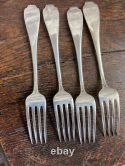 Antique Sterling ALVIN APOLLO 1900 Dinner Forks Monogram Laurel Wreath Lot of 4