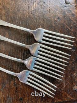 Antique Sterling ALVIN APOLLO 1900 Dinner Forks Monogram Laurel Wreath Lot of 4