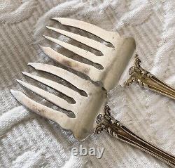 Antique Sterling ALVIN FLORENTINE 1900 Salad Pastry Forks Mono ORNATE Lot of 2