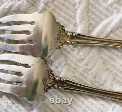 Antique Sterling ALVIN FLORENTINE 1900 Salad Pastry Forks Mono ORNATE Lot of 2