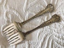 Antique Sterling ALVIN FLORENTINE 1900 Salad Pastry Forks Mono ORNATE Lot of 2