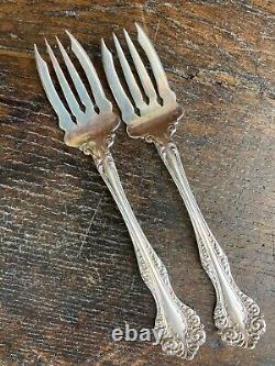 Antique Sterling ALVIN FLORENTINE 1900 Salad Pastry Forks Mono ORNATE Lot of 2