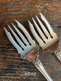 Antique Sterling ALVIN FLORENTINE 1900 Salad Pastry Forks Mono ORNATE Lot of 2