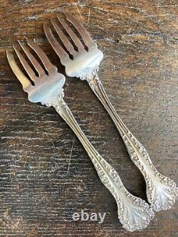 Antique Sterling ALVIN FLORENTINE 1900 Salad Pastry Forks Mono ORNATE Lot of 2