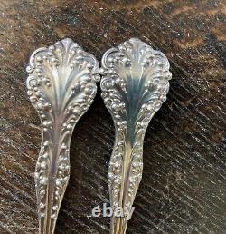 Antique Sterling ALVIN FLORENTINE 1900 Salad Pastry Forks Mono ORNATE Lot of 2