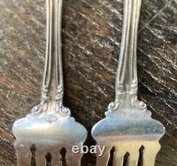 Antique Sterling ALVIN FLORENTINE 1900 Salad Pastry Forks Mono ORNATE Lot of 2