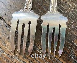 Antique Sterling ALVIN FLORENTINE 1900 Salad Pastry Forks Mono ORNATE Lot of 2