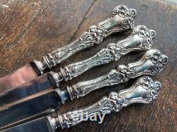 Antique Sterling ALVIN MAJESTIC 1900 Luncheon Knives FLORAL ORNATE Lot of 4