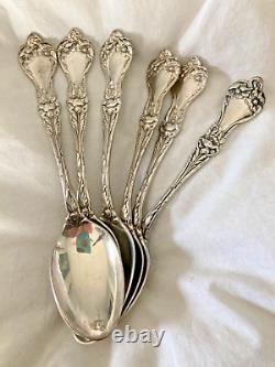 Antique Sterling ALVIN MAJESTIC 1900 Teaspoons No Mono FLORAL ORNATE! LOT of 6