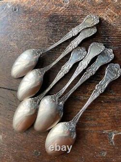 Antique Sterling ALVIN MAJESTIC 1900 Teaspoons No Mono FLORAL ORNATE! LOT of 6