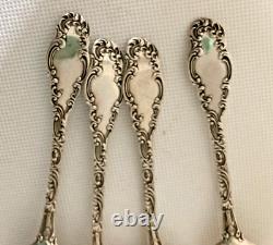 Antique Sterling ALVIN MONTEREY 1895 5 PM Teaspoons Mono LUSH ORNATE Lot of 4