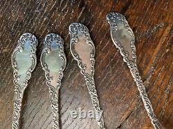 Antique Sterling ALVIN MONTEREY 1895 5 PM Teaspoons Mono LUSH ORNATE Lot of 4