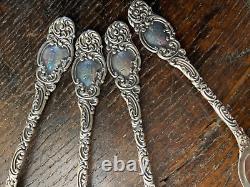 Antique Sterling ALVIN MONTEREY 1895 5 PM Teaspoons Mono LUSH ORNATE Lot of 4