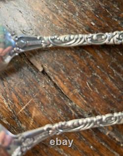 Antique Sterling ALVIN MONTEREY 1895 5 PM Teaspoons Mono LUSH ORNATE Lot of 4