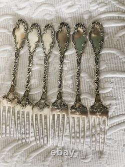 Antique Sterling ALVIN MONTEREY 1895 Luncheon Forks Mono ART NOUVEAU Lot of 6