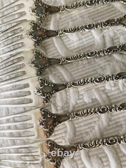 Antique Sterling ALVIN MONTEREY 1895 Luncheon Forks Mono ART NOUVEAU Lot of 6