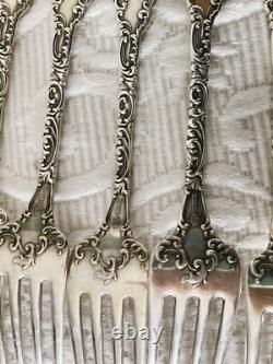 Antique Sterling ALVIN MONTEREY 1895 Luncheon Forks Mono ART NOUVEAU Lot of 6