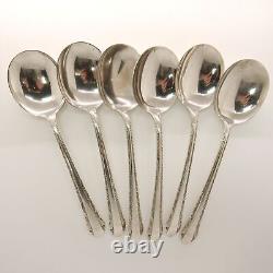 Antique Sterling Silver 6 Set Chased Romantique 1933 By Alvin Cream Soup Spoons