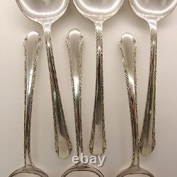 Antique Sterling Silver 6 Set Chased Romantique 1933 By Alvin Cream Soup Spoons