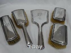 Antique/vintage Alvin Sterling Silver Dresser Set 5pc Set W Monogram