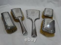 Antique/vintage Alvin Sterling Silver Dresser Set 5pc Set W Monogram